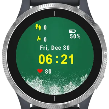 Christmas Snowflakes Green Garmin watch face preview