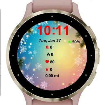 Christmas Snowflakes Garmin watch face preview
