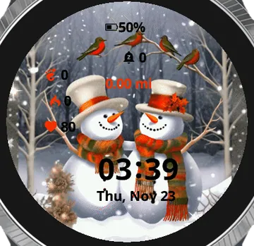Christmas Snowman Garmin watch face preview