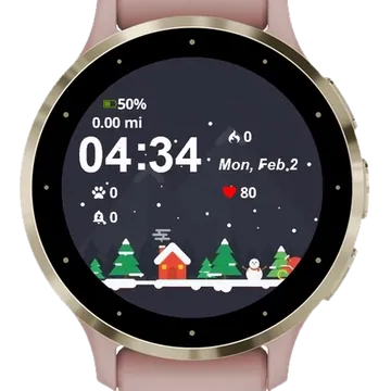Christmas Snowman House Day Garmin watch face preview