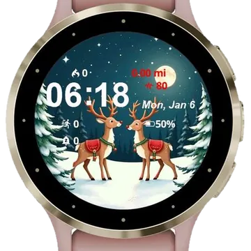 Christmas Snowy Night Garmin watch face preview