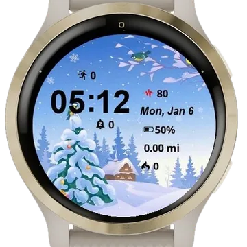 Christmas Square Landscape Garmin watch face preview