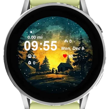 Christmas Star Above Village Garmin watch face preview