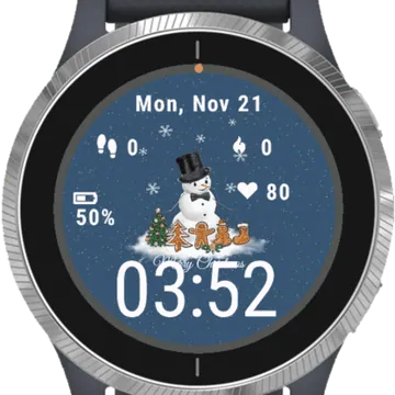 Christmas Time Holiday Snowman Garmin watch face preview