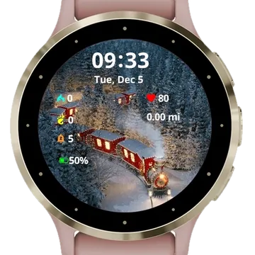 Christmas Train Rides Garmin watch face preview