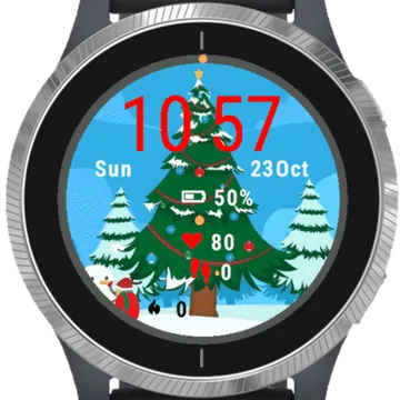 Christmas Tree And Snowman Garmin watch face preview