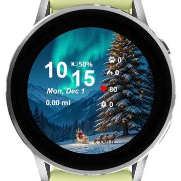 Christmas Tree Aurora Garmin watch face preview