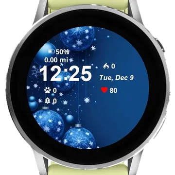 Christmas Tree Blue Globe Garmin watch face preview