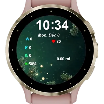 Christmas Tree Branches Lights Dark Garmin watch face preview
