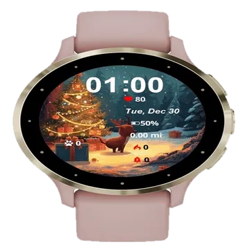 Christmas Tree Deer Snow Garmin watch face preview