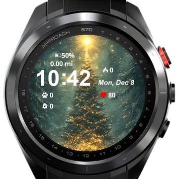 Christmas Tree Deers Snow Garmin watch face preview