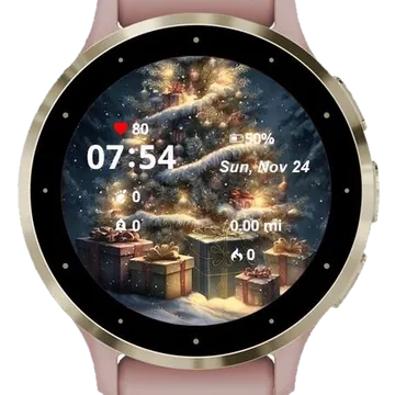 Christmas tree filled Garmin watch face preview