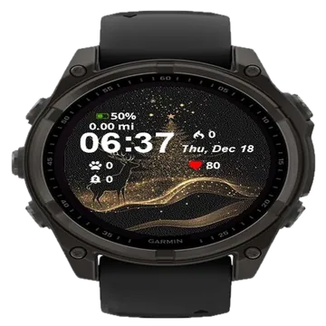 Christmas Tree Gold Glitters Deer Garmin watch face preview