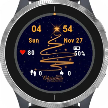 Christmas Tree Gold Garmin watch face preview