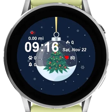 Christmas Tree Inside Glass Ball Garmin watch face preview