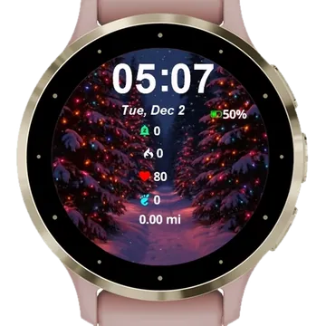 Christmas Tree Landscape Garmin watch face preview
