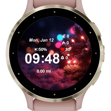 Christmas Tree Lights Garmin watch face preview