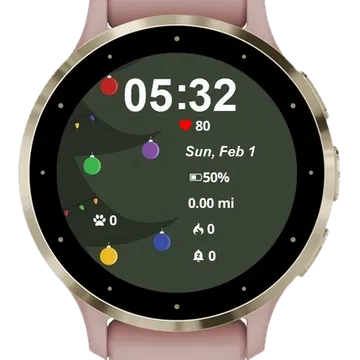 Christmas Tree Lights Garmin watch face preview
