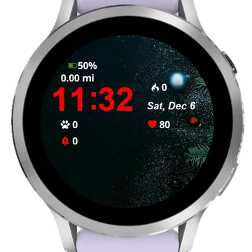 Christmas Tree Lights Black Garmin watch face preview