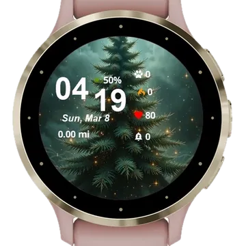 Christmas Tree Lights Dark Sky Garmin watch face preview