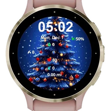 Christmas Tree Lights Decorations Garmin watch face preview