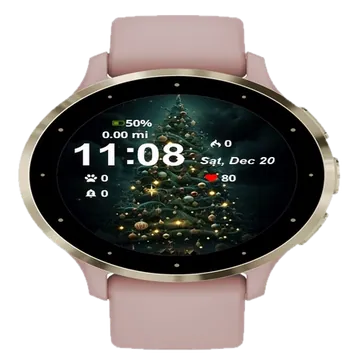 Christmas Tree Lights Ornaments Garmin watch face preview