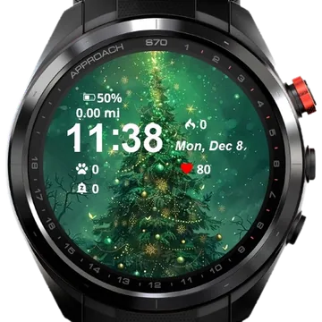Christmas Tree Lights Stars Sky Garmin watch face preview