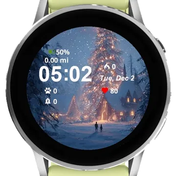 Christmas Tree Middle Snowy Garmin watch face preview