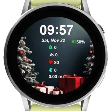 Christmas Tree Presents Garmin watch face preview