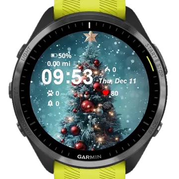 Christmas Tree Presents Snow Garmin watch face preview