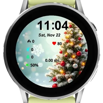 Christmas Tree Presents Snow Garmin watch face preview