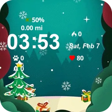 Christmas Tree Presents Garmin watch face preview