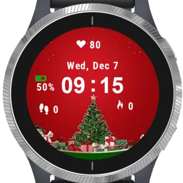 Christmas Tree Red Garmin watch face preview