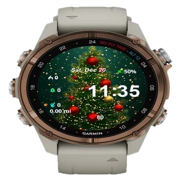 Christmas Tree Red Balls Gold Garmin watch face preview