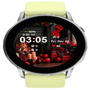 Christmas Tree Red Ornaments Garmin watch face preview