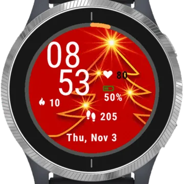 Christmas Tree Red Garmin watch face preview