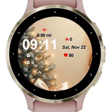 Christmas Tree Ribbon Lights Garmin watch face preview