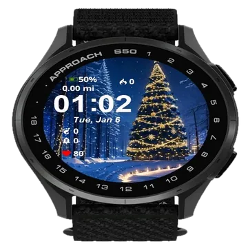 Christmas Tree Snow Garmin watch face preview