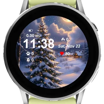 Christmas Tree Snow Garmin watch face preview