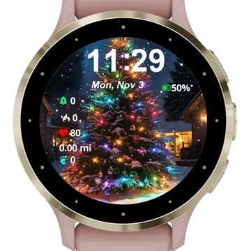 Christmas Tree Snow Garmin watch face preview
