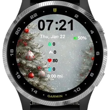 Christmas Tree Snow Garmin watch face preview