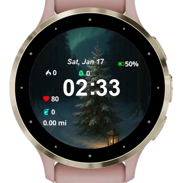 Christmas Tree Snow Lantern Garmin watch face preview