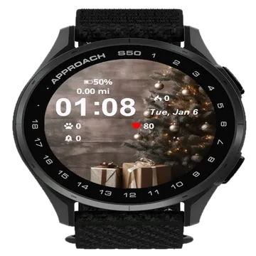 Christmas Tree Snow Presents Garmin watch face preview