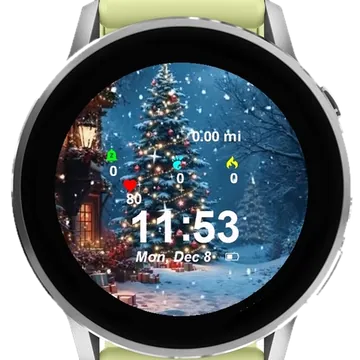 Christmas Tree Snow Presents Garmin watch face preview