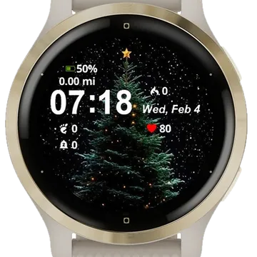 Christmas Tree Snow Star Garmin watch face preview