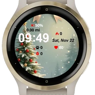 Christmas Tree Snow Stars Garmin watch face preview
