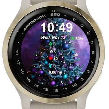 Christmas Tree Snow Garmin watch face preview