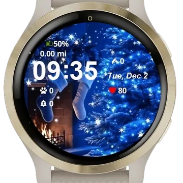 Christmas Tree Stockings Garmin watch face preview
