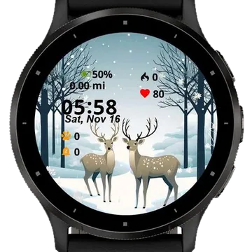Christmas Two Reindeer Garmin watch face preview