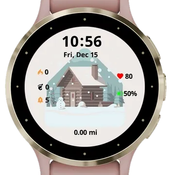 Christmas winter shack Garmin watch face preview
